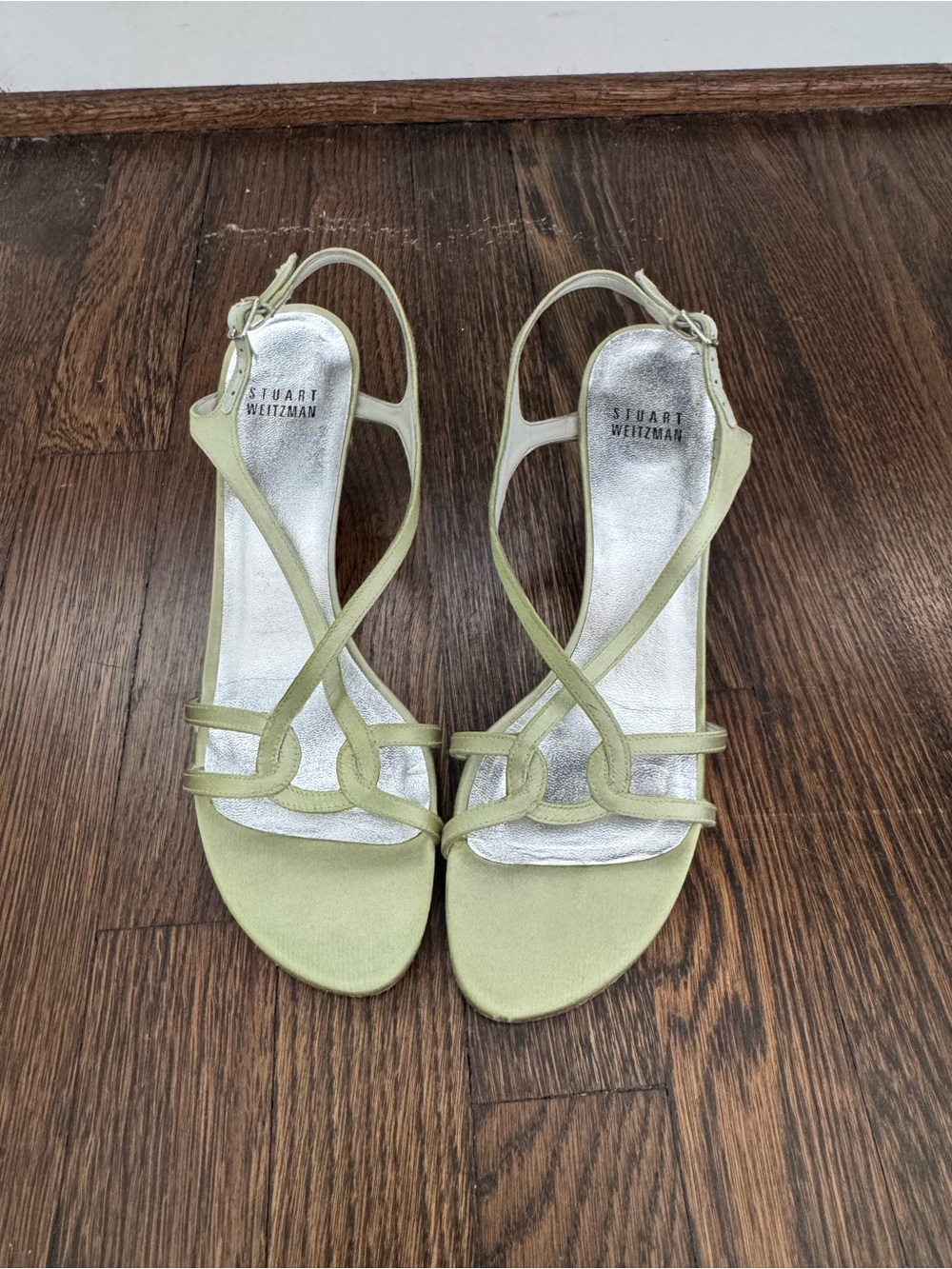 Stuart Weitzman Green Strappy Kitten Heels